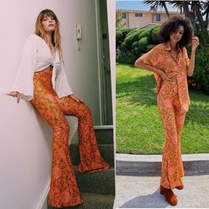 New Novella Royale Janis Bells Copper Flamenco XL Pant Leggings Bell Bottoms NWT